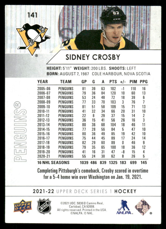 2021-22 Upper Deck #141 Sidney Crosby