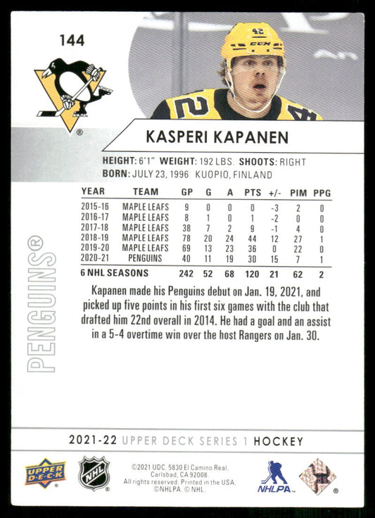 2021-22 Upper Deck #144 Kasperi Kapanen