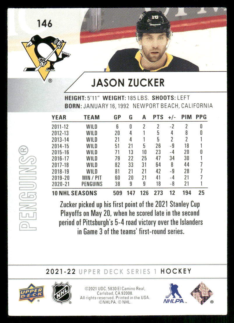 2021-22 Upper Deck #146 Jason Zucker