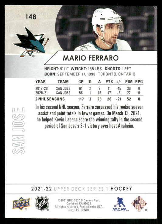 2021-22 Upper Deck #148 Mario Ferraro