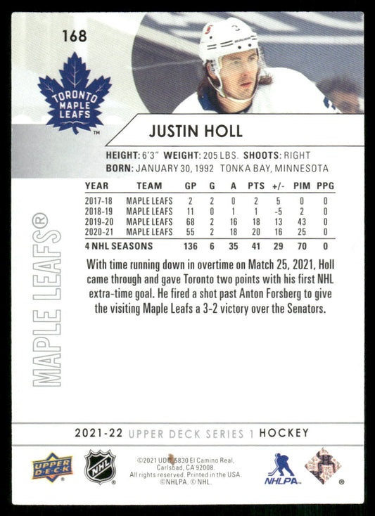 2021-22 Upper Deck #168 Justin Holl