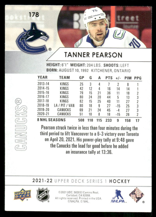 2021-22 Upper Deck #178 Tanner Pearson