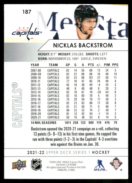 2021-22 Upper Deck #187 Nicklas Backstrom