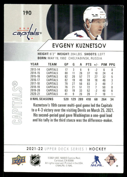 2021-22 Upper Deck #190 Evgeny Kuznetsov