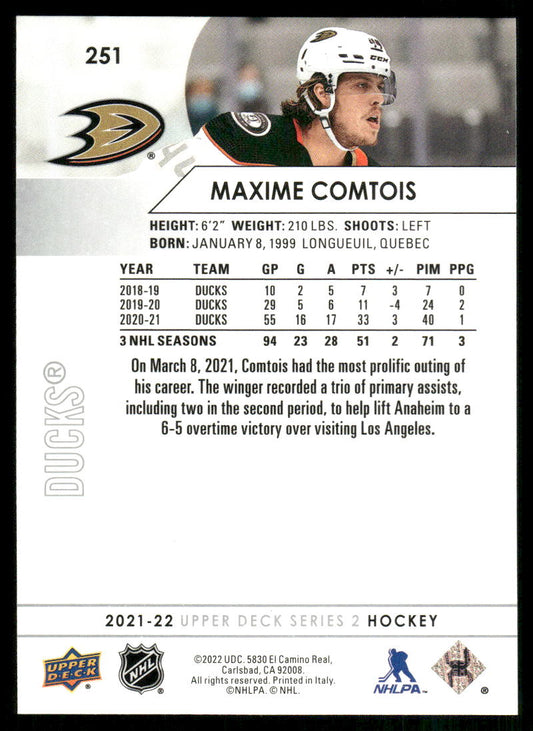 2021-22 Upper Deck #251 Maxime Comtois