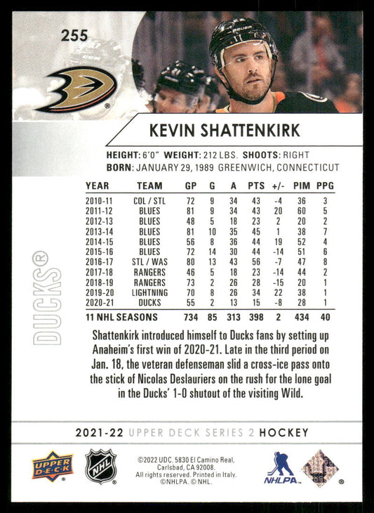 2021-22 Upper Deck #255 Kevin Shattenkirk