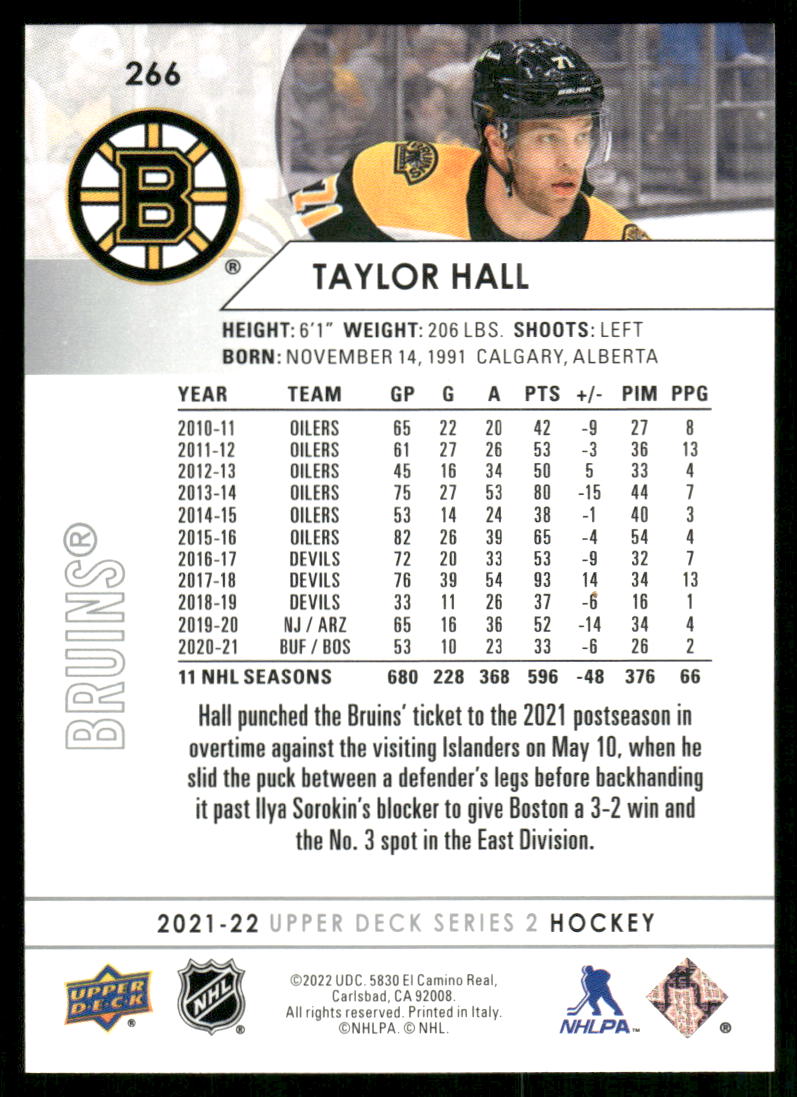 2021-22 Upper Deck #266 Taylor Hall