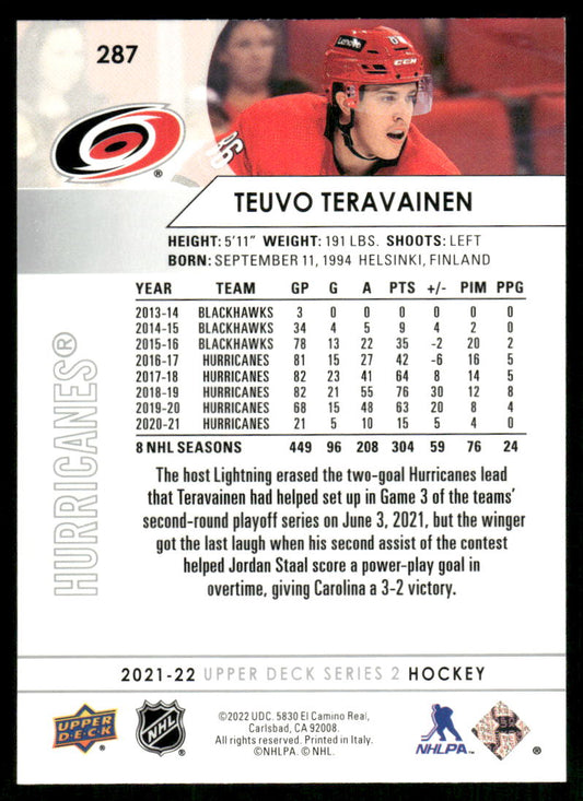 2021-22 Upper Deck #287 Teuvo Teravainen