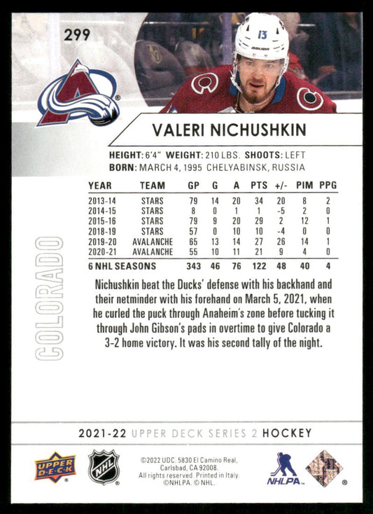 2021-22 Upper Deck #299 Valeri Nichushkin