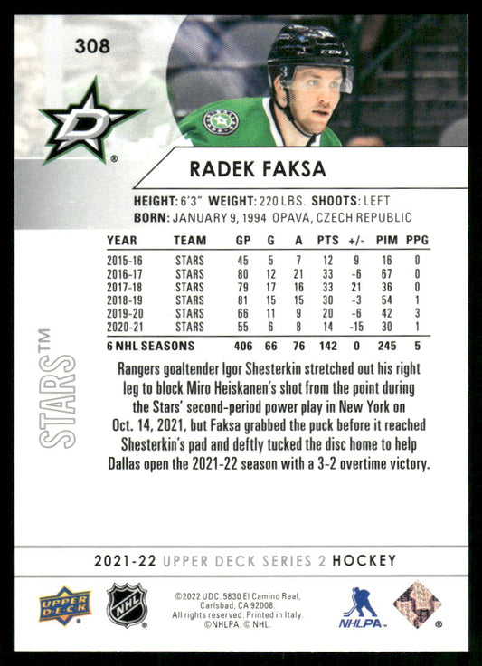 2021-22 Upper Deck #308 Radek Faksa