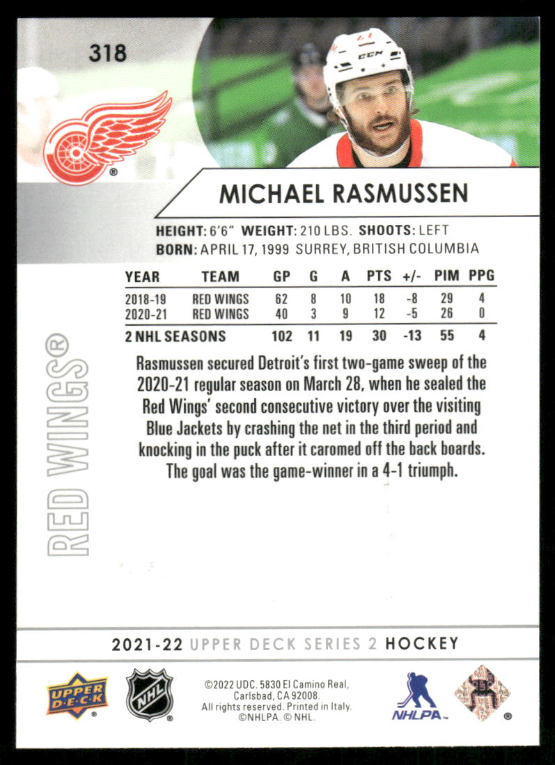 2021-22 Upper Deck #318 Michael Rasmussen