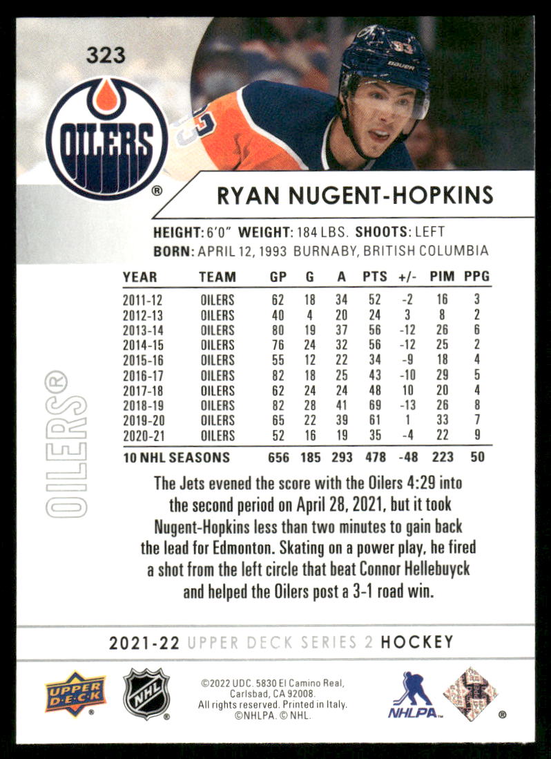 2021-22 Upper Deck #323 Ryan Nugent-Hopkins