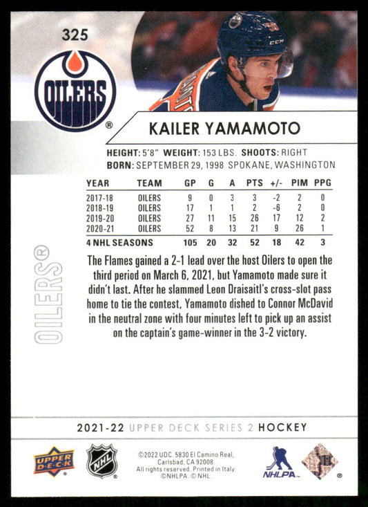 2021-22 Upper Deck #325 Kailer Yamamoto