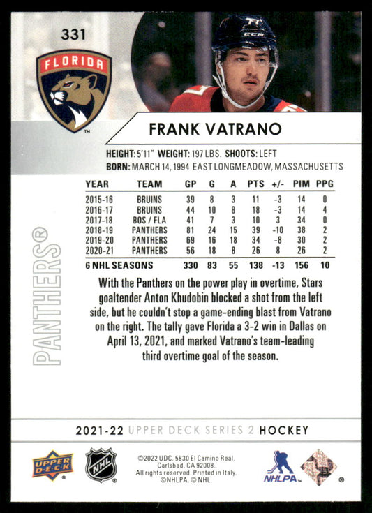 2021-22 Upper Deck #331 Frank Vatrano