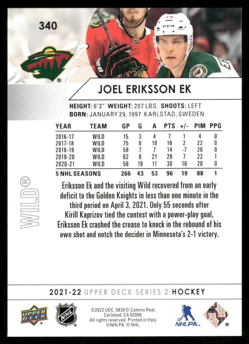 2021-22 Upper Deck #340 Joel Eriksson Ek