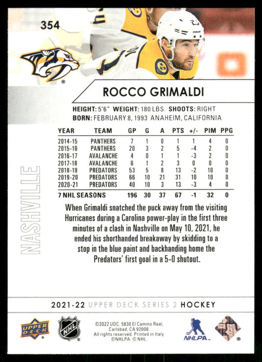 2021-22 Upper Deck #354 Rocco Grimaldi
