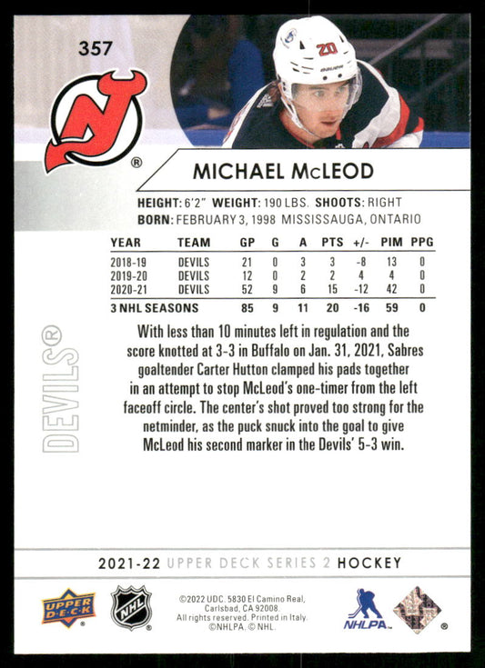 2021-22 Upper Deck #357 Michael McLeod