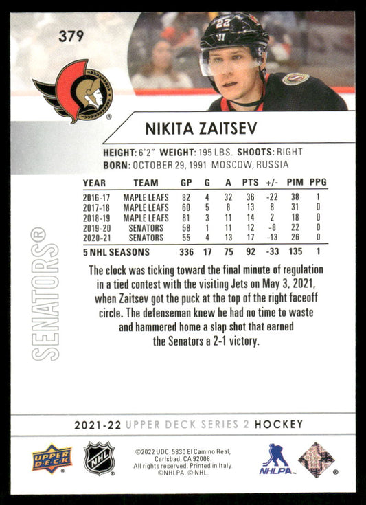 2021-22 Upper Deck #379 Nikita Zaitsev
