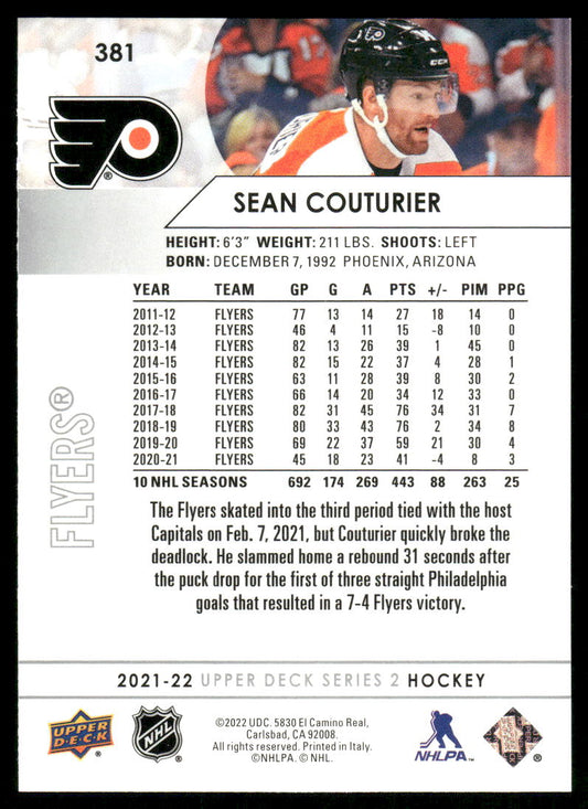 2021-22 Upper Deck #381 Sean Couturier
