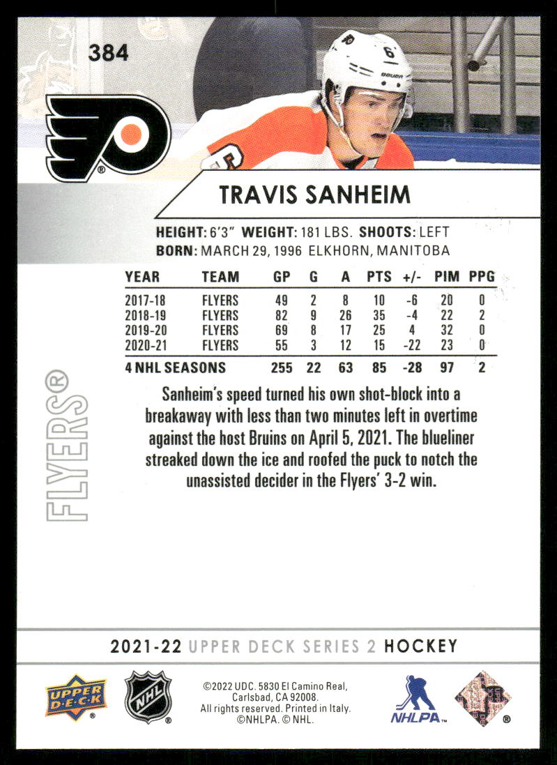 2021-22 Upper Deck #384 Travis Sanheim