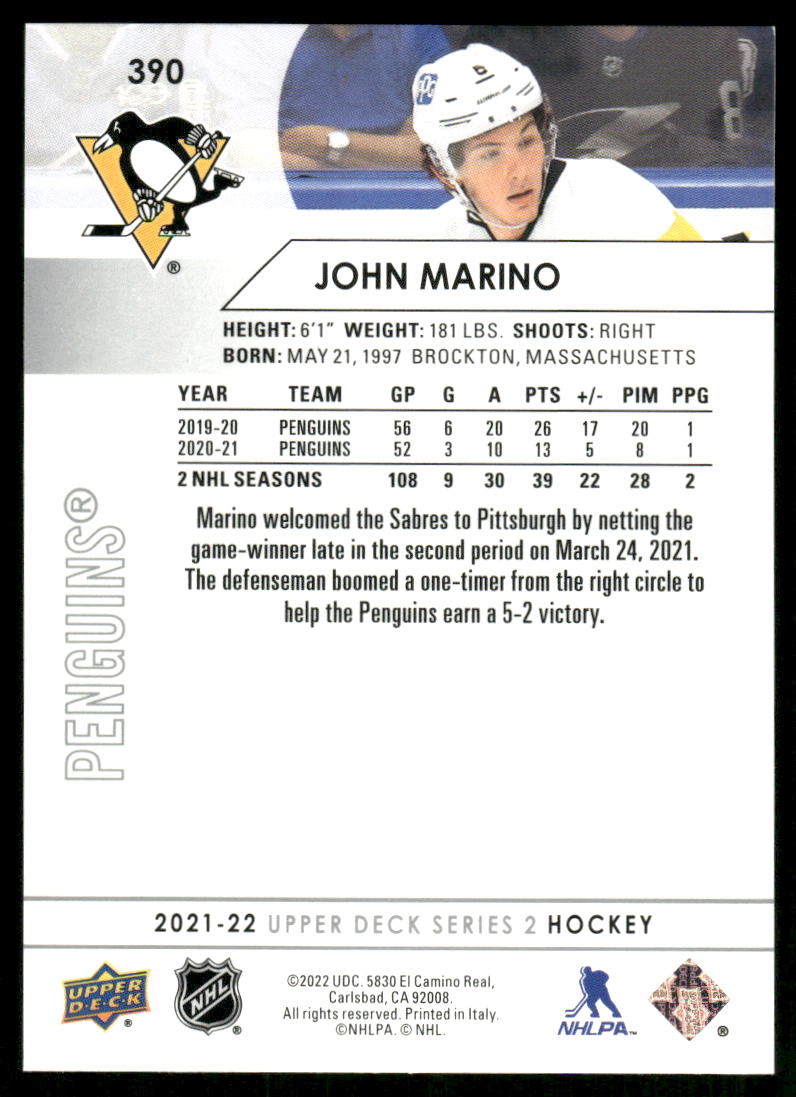 2021-22 Upper Deck #390 John Marino