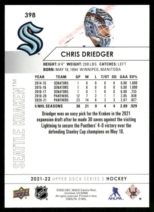 2021-22 Upper Deck #398 Chris Driedger