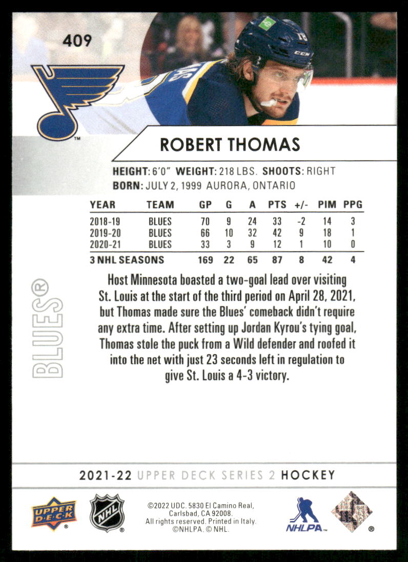 2021-22 Upper Deck #409 Robert Thomas