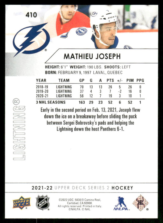 2021-22 Upper Deck #410 Mathieu Joseph