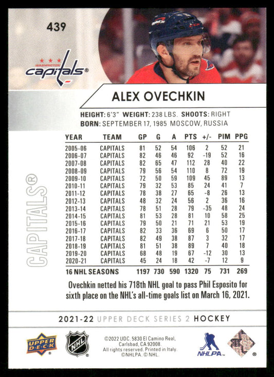 2021-22 Upper Deck #439 Alex Ovechkin