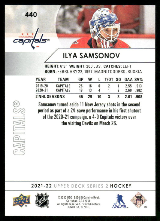 2021-22 Upper Deck #440 Ilya Samsonov