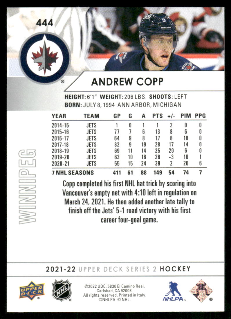 2021-22 Upper Deck #444 Andrew Copp