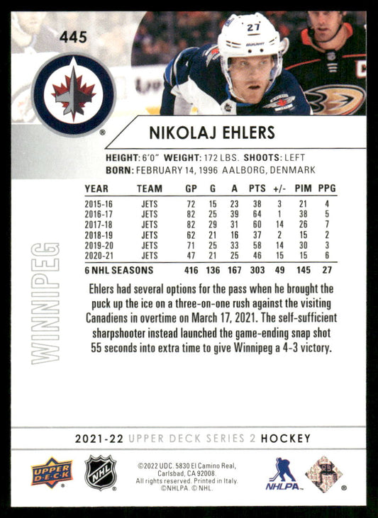 2021-22 Upper Deck #445 Nikolaj Ehlers