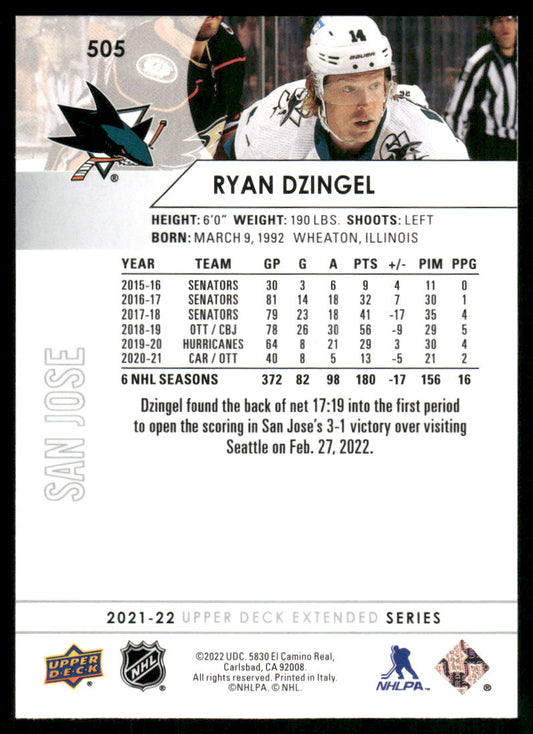 2021-22 Upper Deck #505 Ryan Dzingel