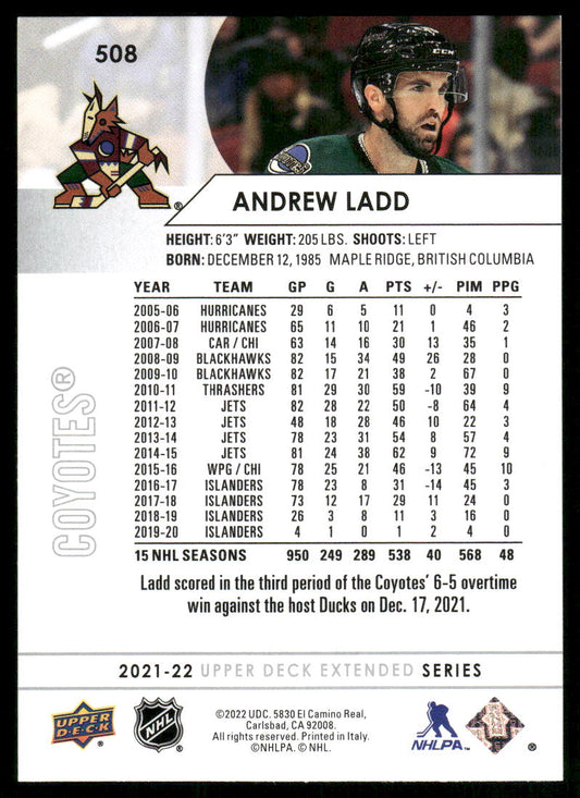 2021-22 Upper Deck #508 Andrew Ladd