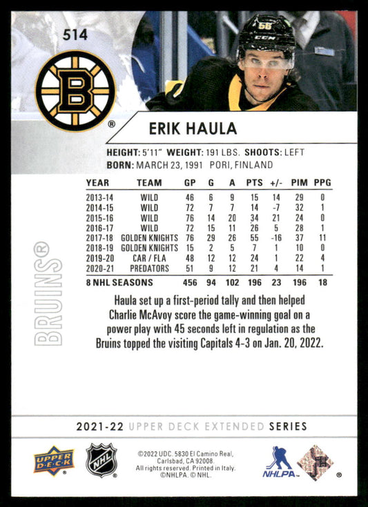 2021-22 Upper Deck #514 Erik Haula