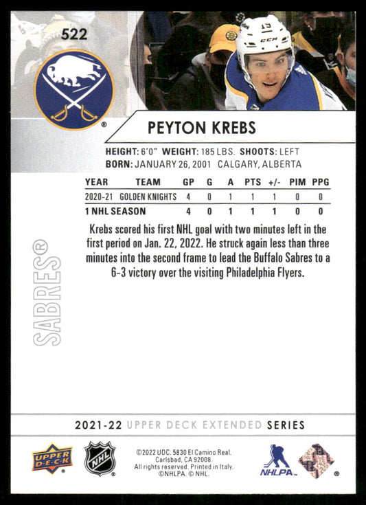 2021-22 Upper Deck #522 Peyton Krebs