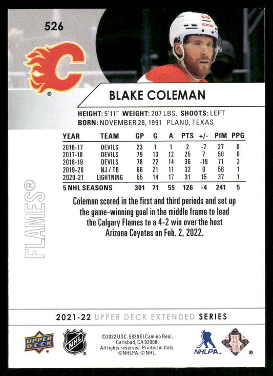 2021-22 Upper Deck #526 Blake Coleman