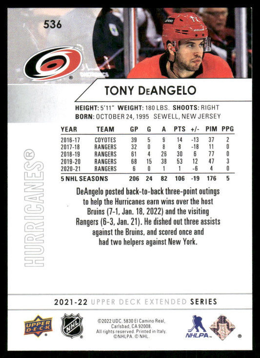 2021-22 Upper Deck #536 Tony DeAngelo