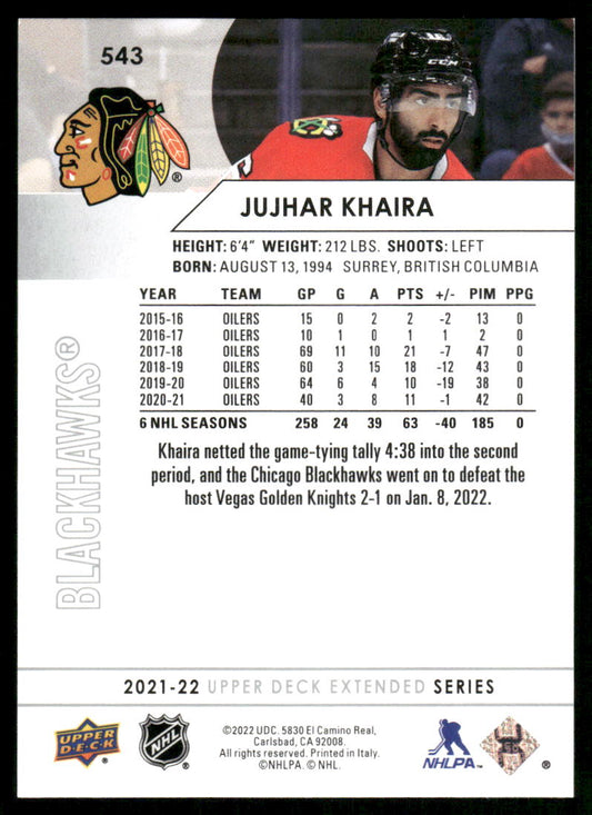 2021-22 Upper Deck #543 Jujhar Khaira