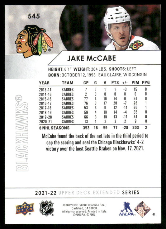 2021-22 Upper Deck #545 Jake McCabe