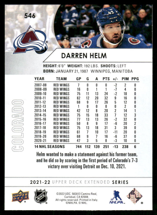 2021-22 Upper Deck #546 Darren Helm