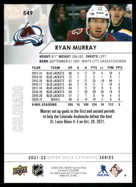 2021-22 Upper Deck #549 Ryan Murray