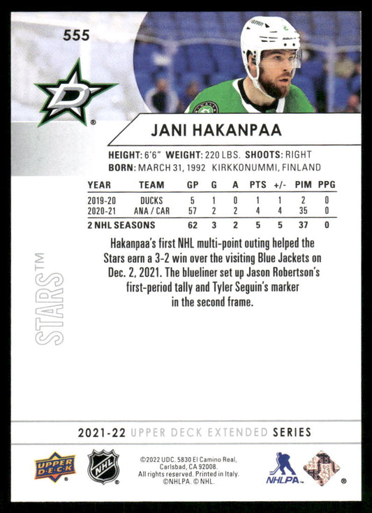 2021-22 Upper Deck #555 Jani Hakanpaa