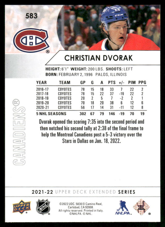 2021-22 Upper Deck #583 Christian Dvorak