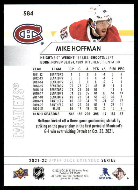2021-22 Upper Deck #584 Mike Hoffman