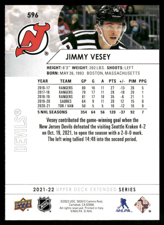 2021-22 Upper Deck #596 Jimmy Vesey
