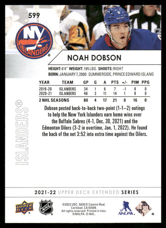 2021-22 Upper Deck #599 Noah Dobson