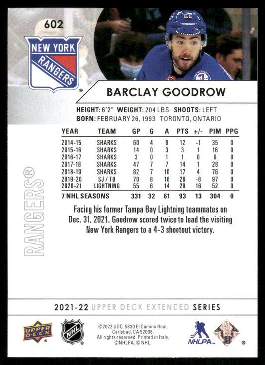 2021-22 Upper Deck #602 Barclay Goodrow