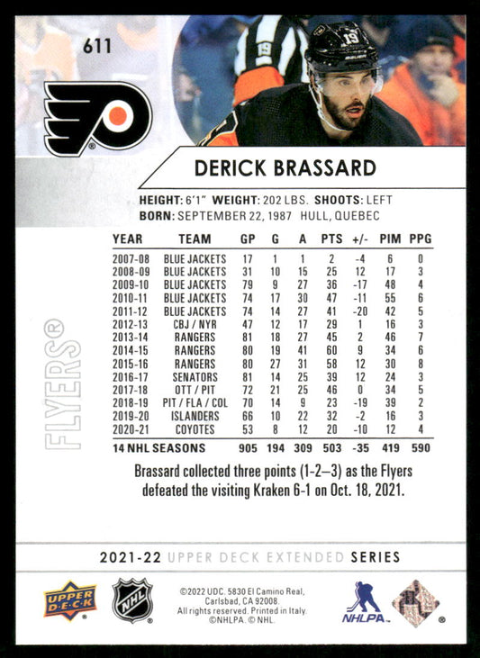 2021-22 Upper Deck #611 Derick Brassard
