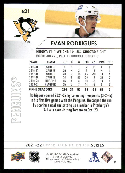 2021-22 Upper Deck #621 Evan Rodrigues